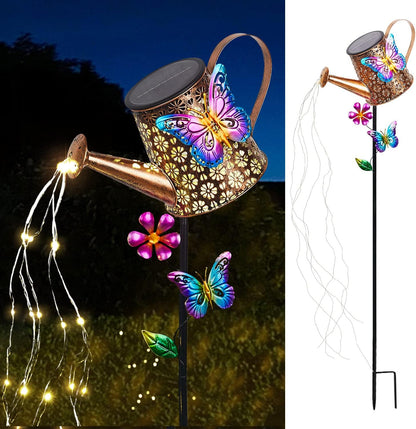 Solar Watering Can with Lights Outdoor Garden,Waterproof Garden Stake Lights Decoration for Yard