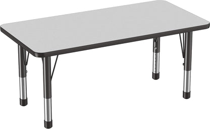 FDP Rectangle Activity School and Kids Classroom Table (24 x 48 inch), Toddler Legs, Adjustable