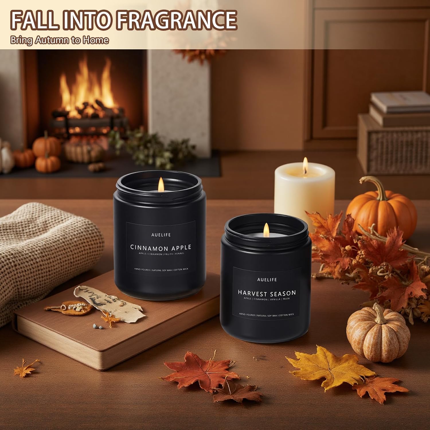 Fall Candle Set | 4 Pack Scented Candles - Autumn Soy Candles for Home Scented, Aromatherapy Gifts