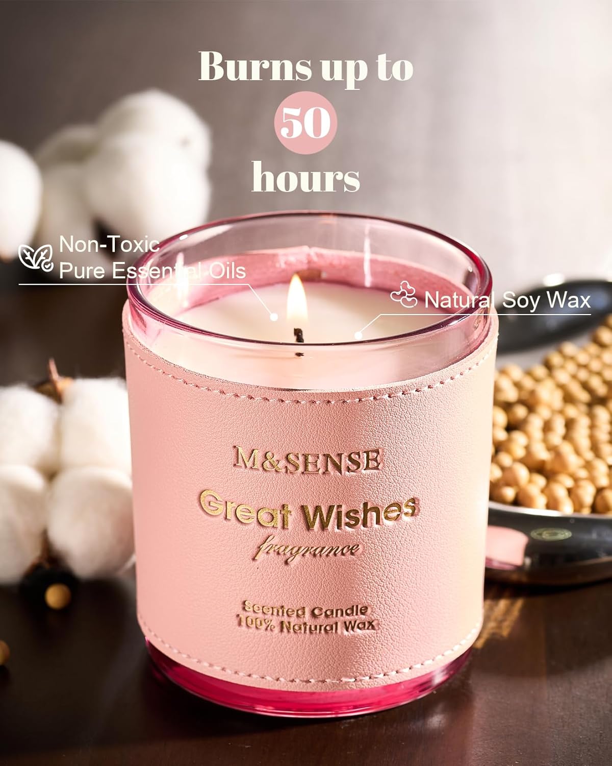 M&SENSE Floral Citrus Scented Candles, Vegan Soy Wax, Heavy Scented, No Toxin 10oz Long Lasting