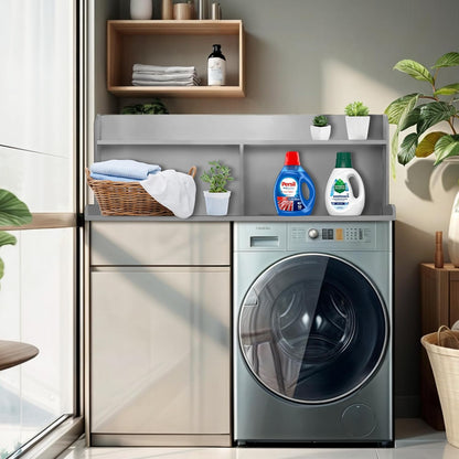 Royxen 2-Tier Washer Dryer Countertop,19.5"H Wood Washer and Dryer Topper with Storage