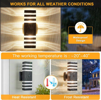 Motion Sensor Outdoor Wall Light Fixture Up Down Porch Lights Modern Dusk to Dawn Exterior Sconce
