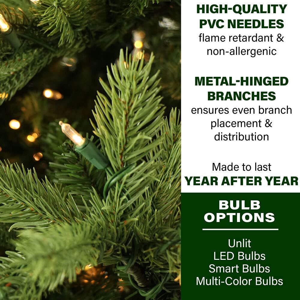 Fraser Hill Farm 6.5-Ft. Foxtail Pine Artificial Christmas Tree with Warm White LED Lights and