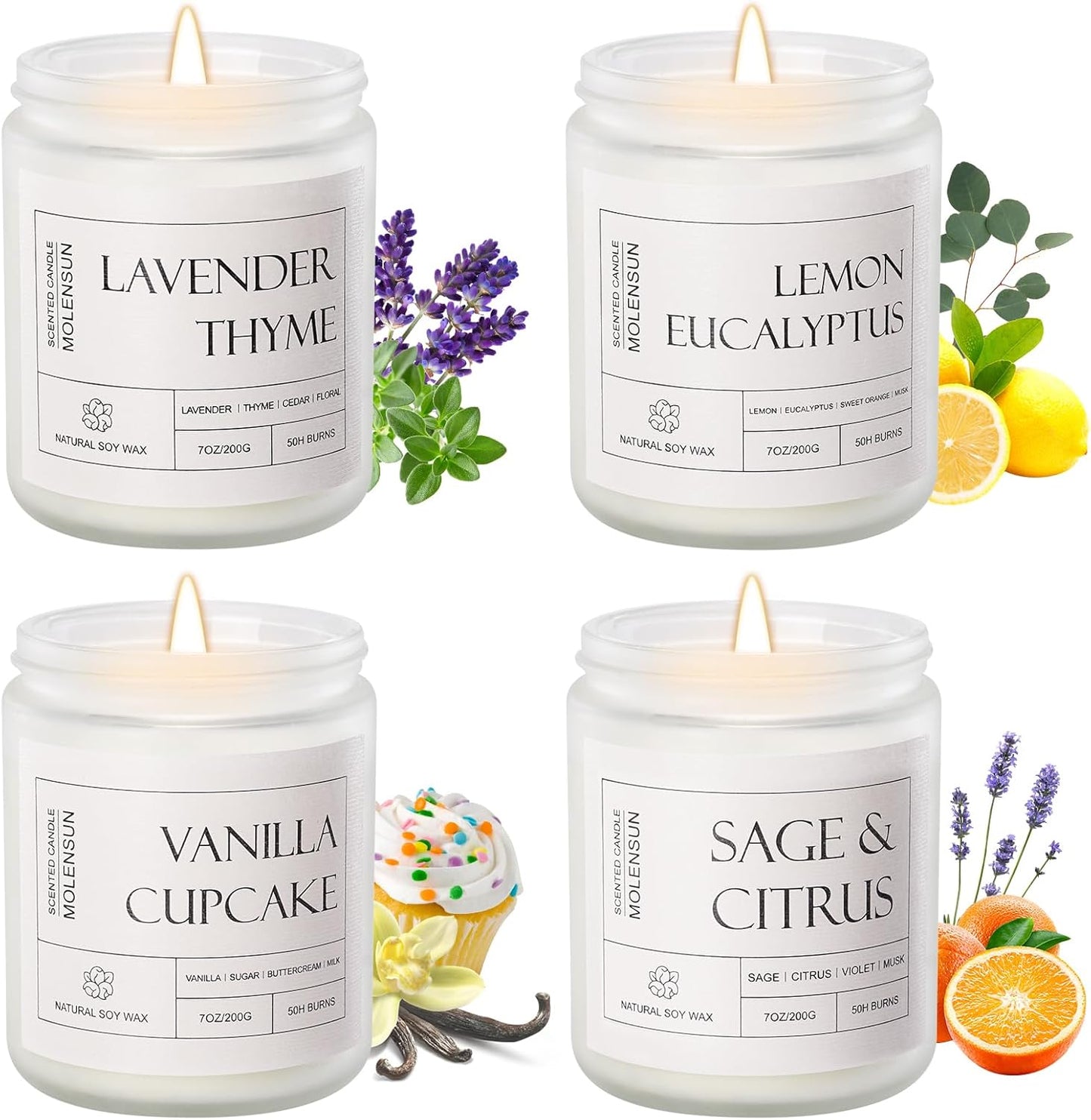 4 Pack Candles for Home Scented, Mother's Day Gifts, 28 oz Long Lasting Candles, Soy Candle Set