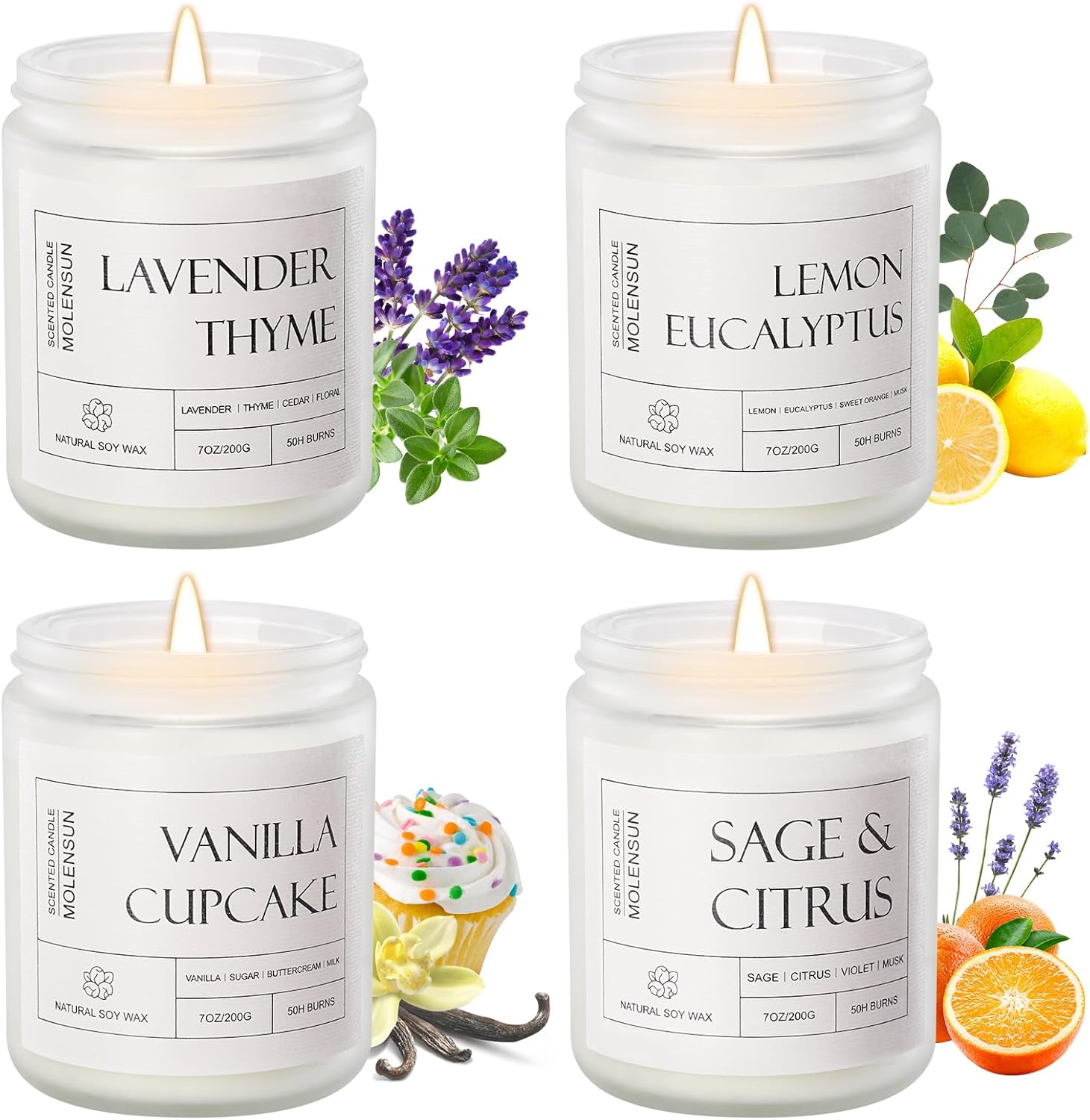 4 Pack Candles for Home Scented, Mother's Day Gifts, 28 oz Long Lasting Candles, Soy Candle Set