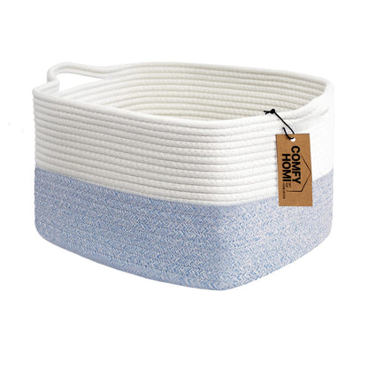 COMFY-HOMI Cotton Rope Woven Basket with Handles for shelf，Toy, Book, Cloth Storage Basket for