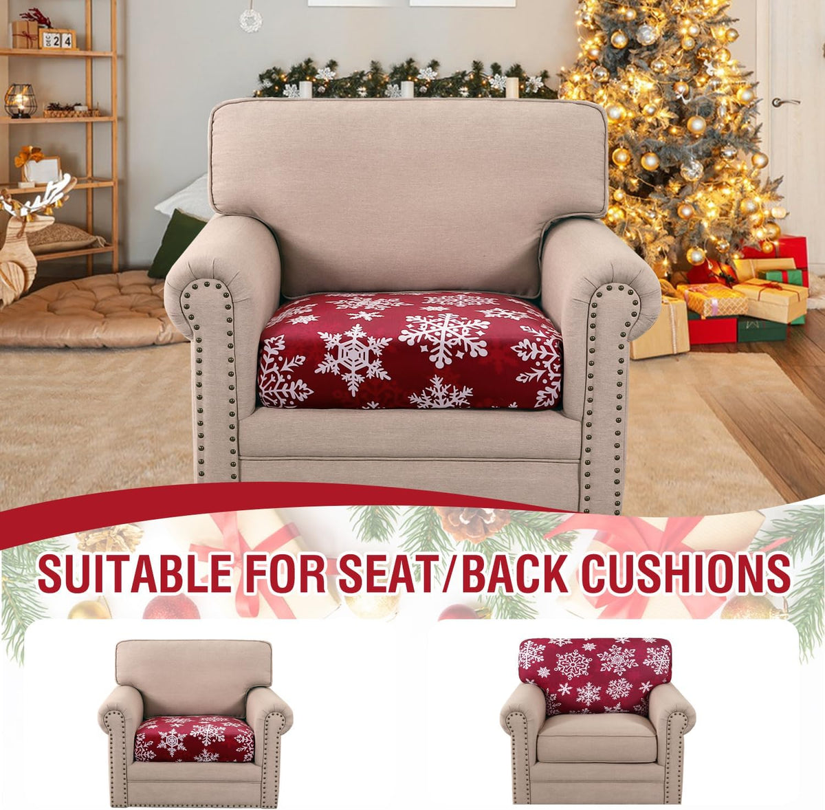 H.VERSAILTEX Christmas Sofa Slipcover Fleece Stretch Couch Cushion Cover Furniture Protector Seat