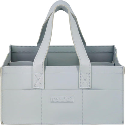 Premium Vegan Leather Baby Diaper Caddy Organizer – Portable Storage Basket for Newborn Essentials