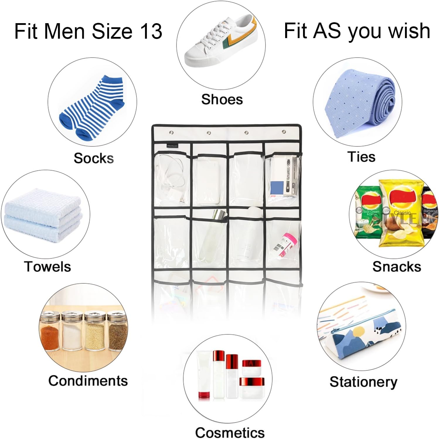 2 Pack Extra Large Hanging Crystal Clear Over Door Shoe Organizers, Closet Shoe Rack Organizer
