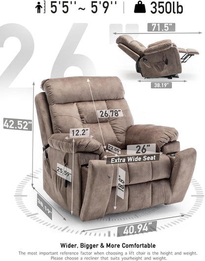 Lazy boy Recliner Chair with Cupholder/Power Lift Recliner Chair for Elderly， Electric Recliner/Big