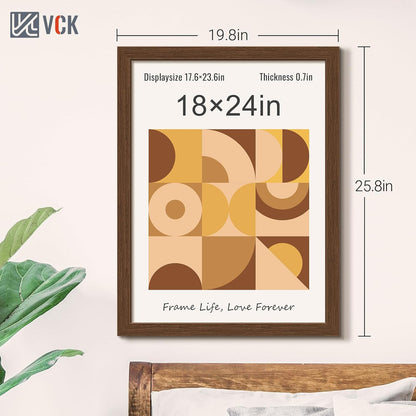 VCK 18x24 Brown Poster Frame 3 Pack, Wood Picture Frame with Exclusive Wood Grain, Wall Mounting