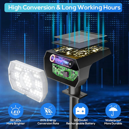 NYMPHY Solar Lights Outdoor Waterproof IP68, 56 LED 3 Lighting Modes Solar Powered Garden Yard Spot