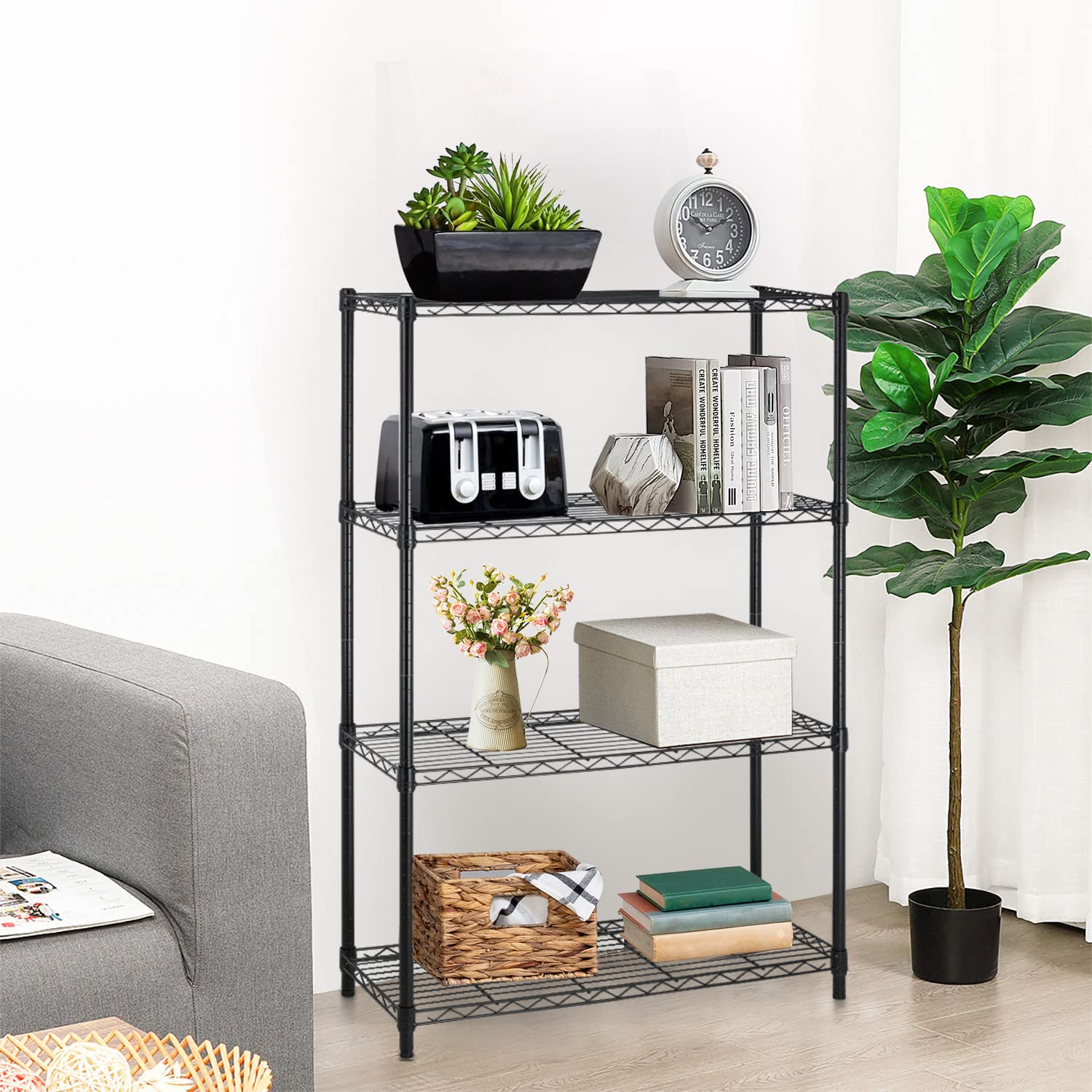 BestOffice Adjustable NSF-Certified Metal Shelf Wire Shelving Unit Storage for Small Places
