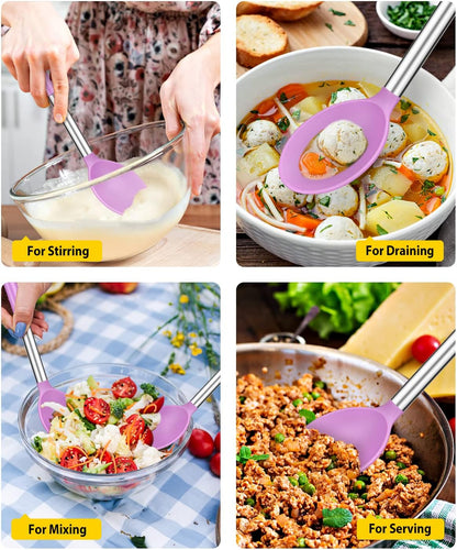 Pack of 2 Large Silicone Cooking Spoons,Non Stick Solid Basting Spoon,Heat-Resistant Kitchen