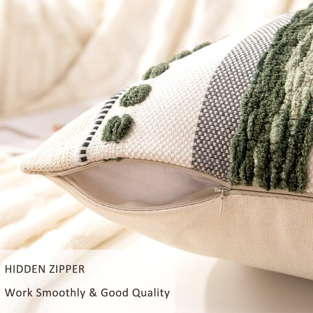 Boho Throw Pillow Covers 18x18 Set of 2 Christmas Decorative Cushion Case Striped Square Pillows
