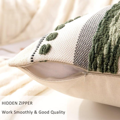 Boho Throw Pillow Covers 18x18 Set of 2 Christmas Decorative Cushion Case Striped Square Pillows