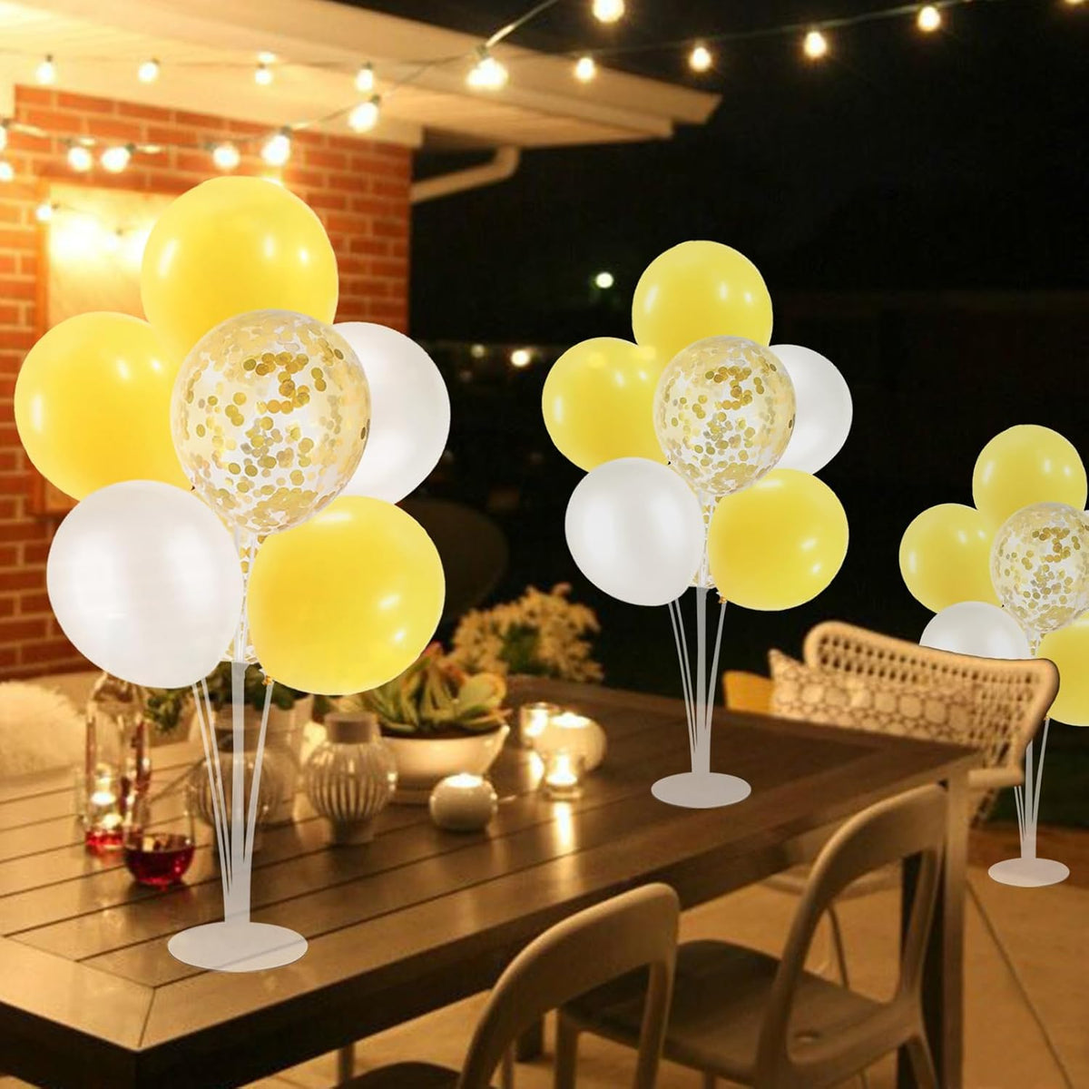 Yellow and White Balloon Stand Centerpiece Table Decorations for Bee Sunflower Daisy Birthday
