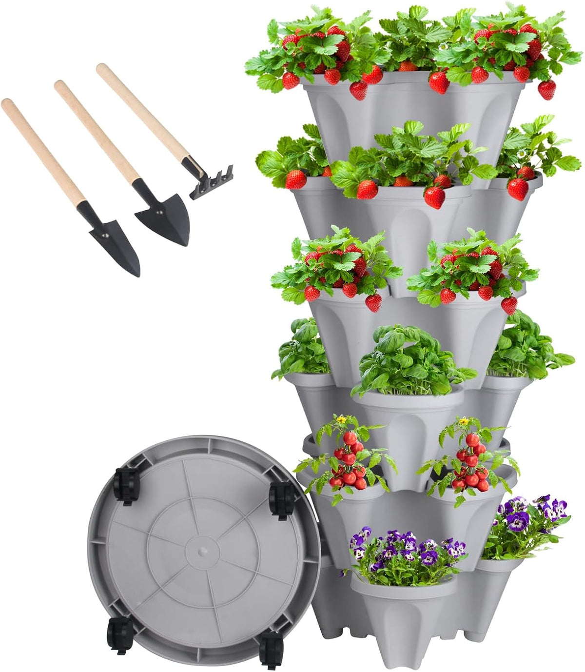 Vertical Planter 6 Tier Stackable Planters Garden Planters Strawberry Herb Flower and Vegetable