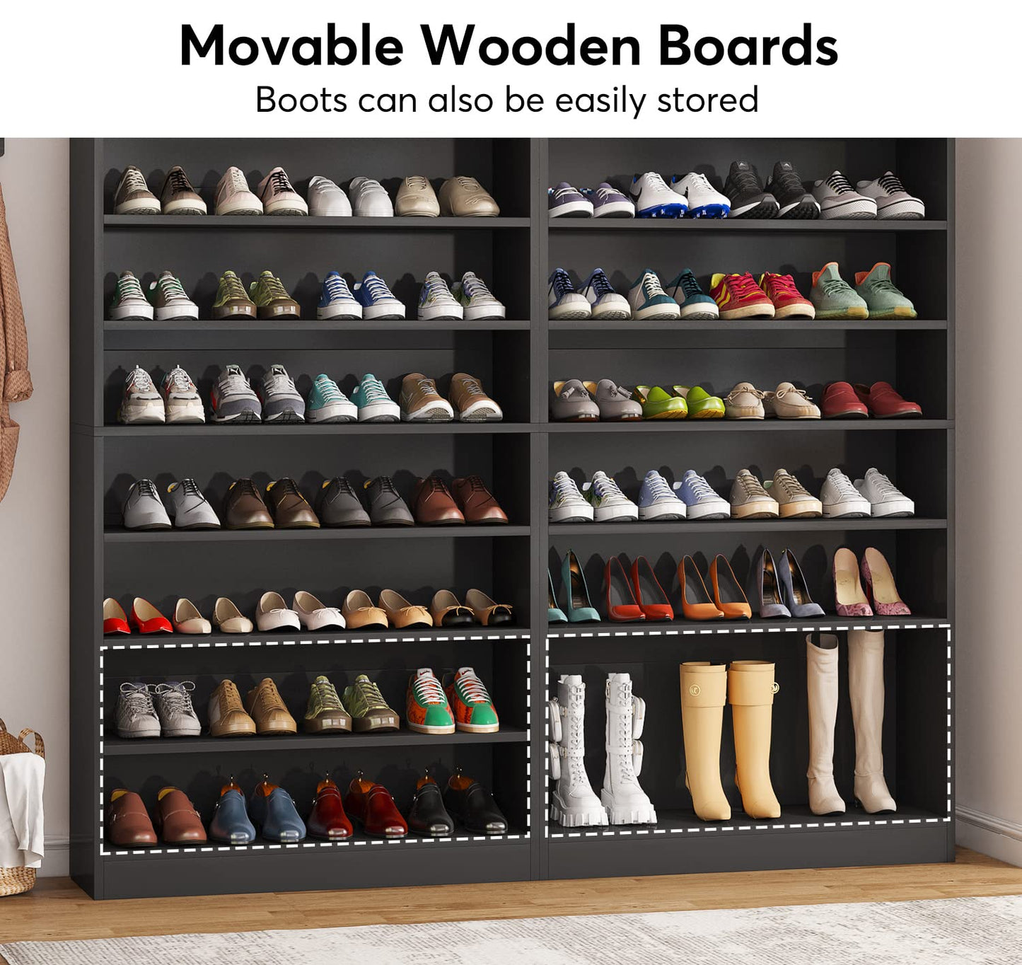 Tribesigns Shoe Cabinet, 9 Tiers 40-45 Pairs Heavy Duty Wood Freestanding Shoe Storage Cabinet