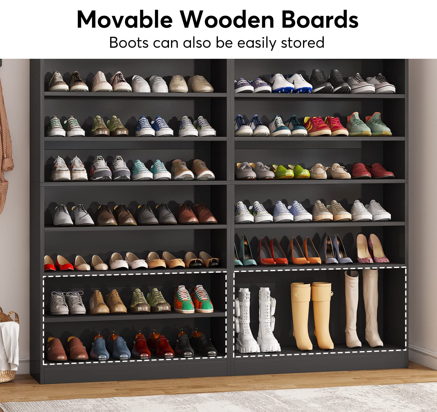 Tribesigns Shoe Cabinet, 9 Tiers 40-45 Pairs Heavy Duty Wood Freestanding Shoe Storage Cabinet