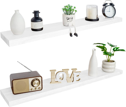 BGMG Floating Shelves for Wall 48 inch Long,Rustic Solid Wooden Deep Wall Shelves for Bathroom