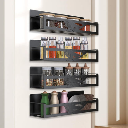 Magnetic Spice Rack for Refrigerator, 4-Pack Metal Seasoning Organizer for Kitchen Storage