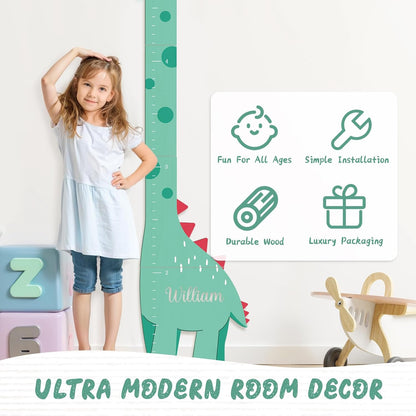Personalized Name Growth Chart, Dinosaur Wooden Height Chart, Thick Height Measuring Board, Kids