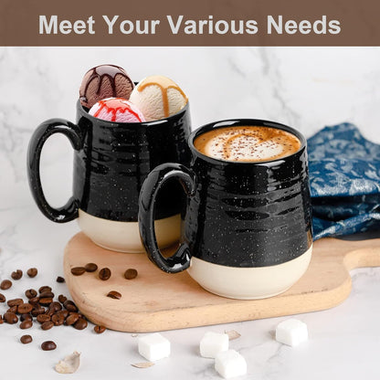 Hasense Coffee Mugs Set of 4, 15 Ounce Ceramic Coffee Cups with Handles, Porcelain Large Latte Mug