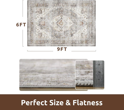 AMOAMI-Area Rug 6X9 Rugs for Living Room-Vintage Soft Grey Rugs for Bedroom-Non Slip Carpet-Machine