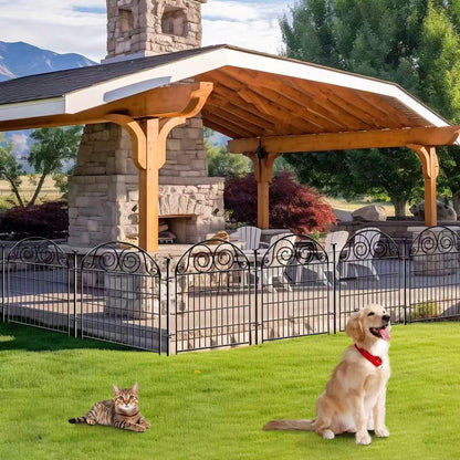 Tall Garden Fencing Animal Barrier with Gate, 32 Inch(H) 4 Panels Dog Fence Outdoor for Yard, Total