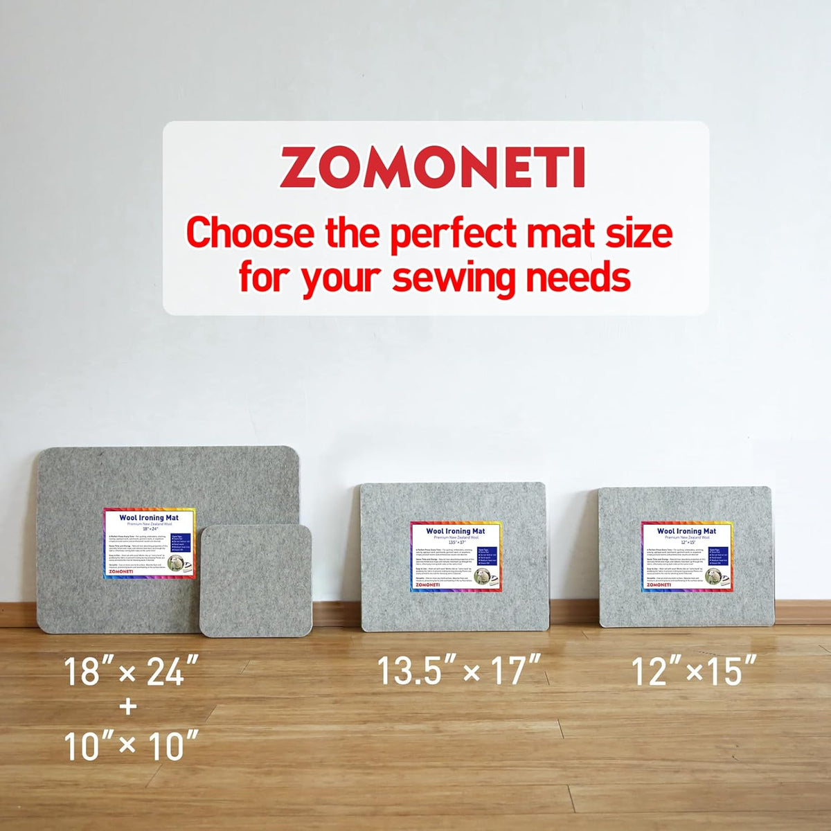 ZOMONETI 18" x 14" Wool Pressing Mat 100% New Zealand Felted Wool Ironing Mat Pad Blanket for
