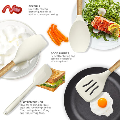 Silicone Cooking Utensils Set - 446°F Heat Resistant Silicone Kitchen Utensils for Cooking,Kitchen
