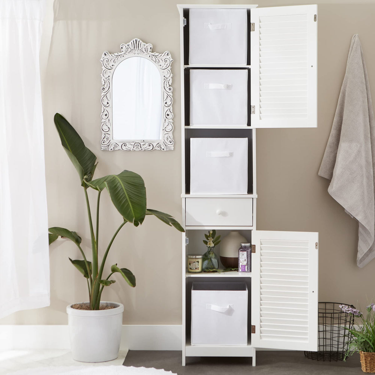 DII Collapsible Storage Organizer Bin, Small, 11" Cube, White, 4 Count