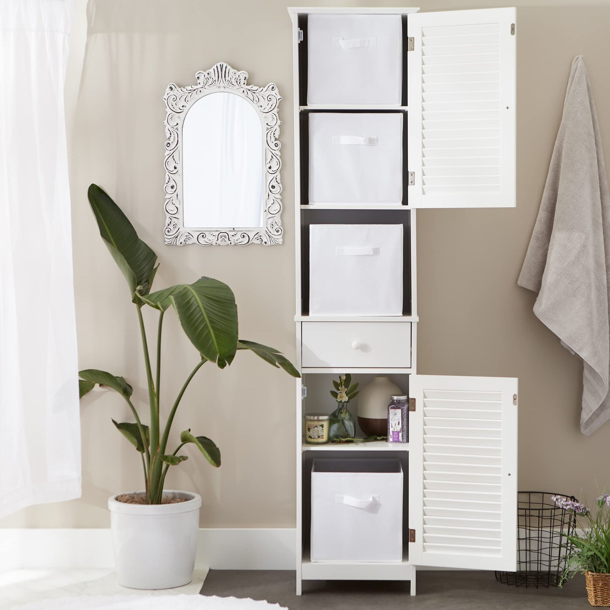 DII Collapsible Storage Organizer Bin, Small, 11" Cube, White, 4 Count