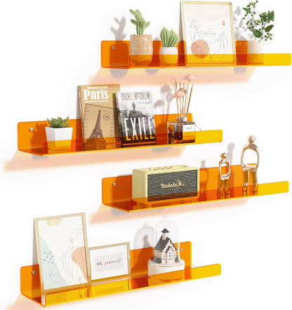 upsimples Acrylic Shelves for Wall Decor, 15" Display Shelf Perfume Organizer for Bathroom