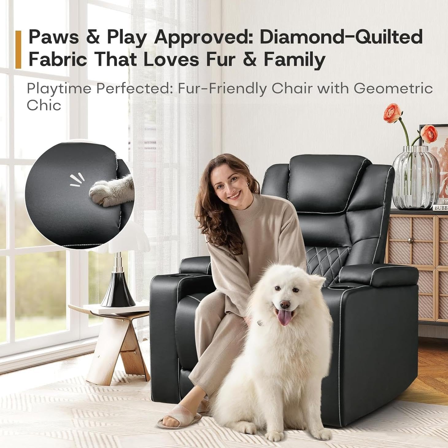 ANJ Power Home Theater Recliner Chair Set of 2, Electric Movie Theater Seating Reclining Chairs