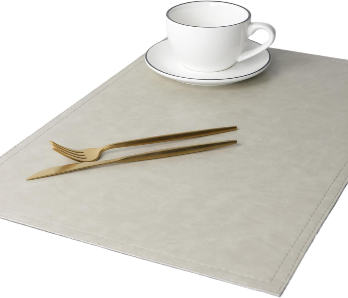 Waterproof PU Placemats, Faux Leather Dining Table Mat, Set of 4, Easy to Wipe Off Scrub Vinyl Mat