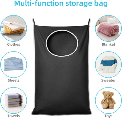 KEEPJOY 2 Pack Door Hanging Laundry Hamper, XL Hanging Bag with Large Opening and 2 Hooks for Whole