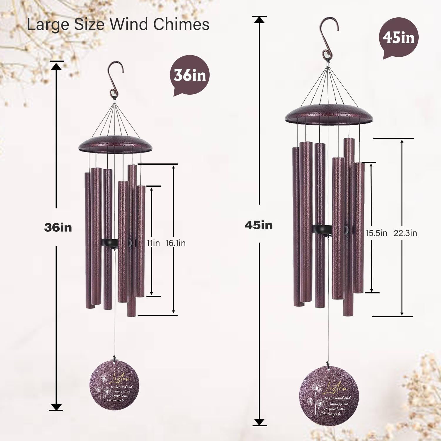 ASTARIN 36" Large Deep Tone Personalized Sympathy Wind Chimes, Memorial Wind Chime for Loss of