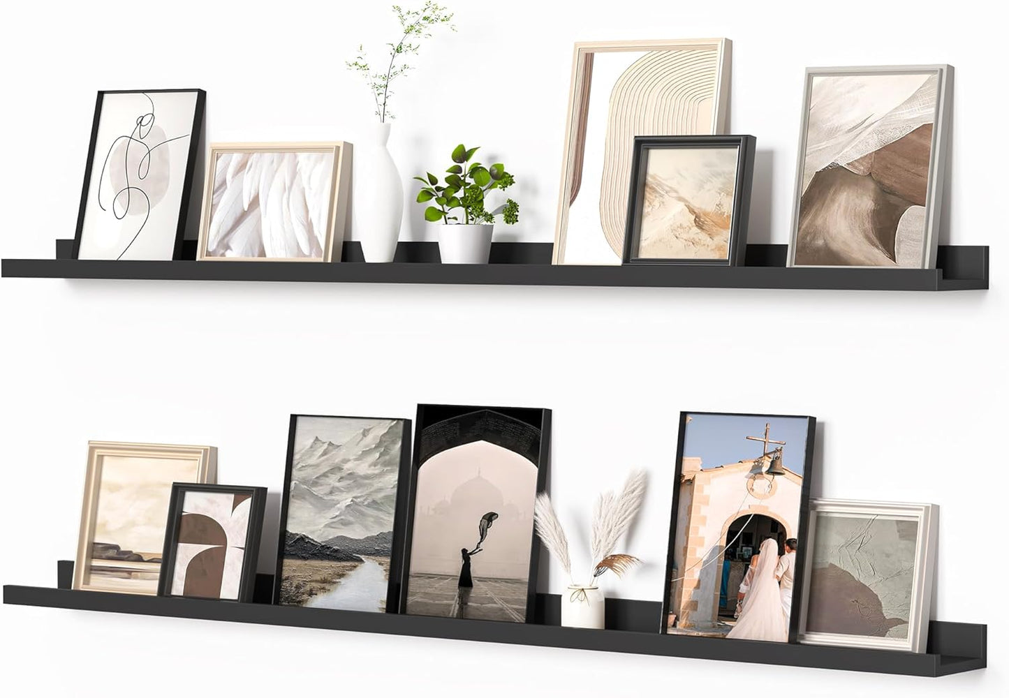 Heimlove Picture Ledge Shelf, Floating Shelves Set of 2, 56 Inches Picture Shelf for Wall with
