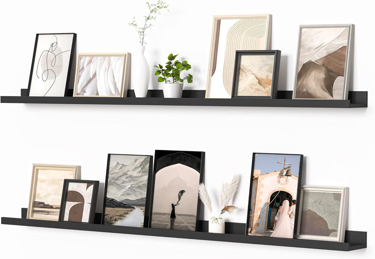 Heimlove Picture Ledge Shelf, Floating Shelves Set of 2, 56 Inches Picture Shelf for Wall with