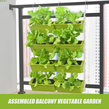 8 Pockets Vertical Planters,Wall Mounted Plastic Plant Grow Pots,Wall Pocket Planters for