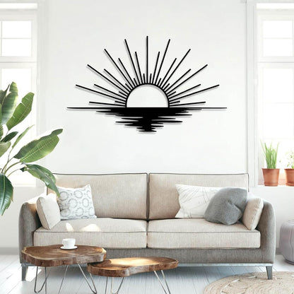 Sunrise Metal Wall Art, Metal Sun Wall Decor, Sun Outdoor Wall Art, Abstract Sunrise Wall Decor