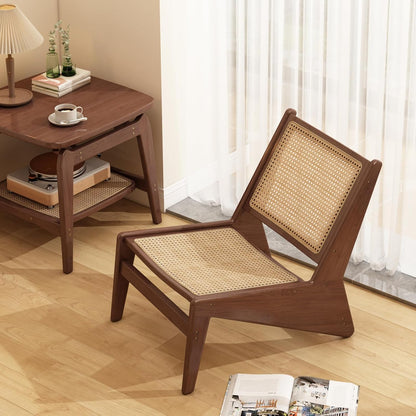 Mid-Century Accent Chair, Rattan Lounge Chair for Living Room, Boho Side Corner Comfy Chair for