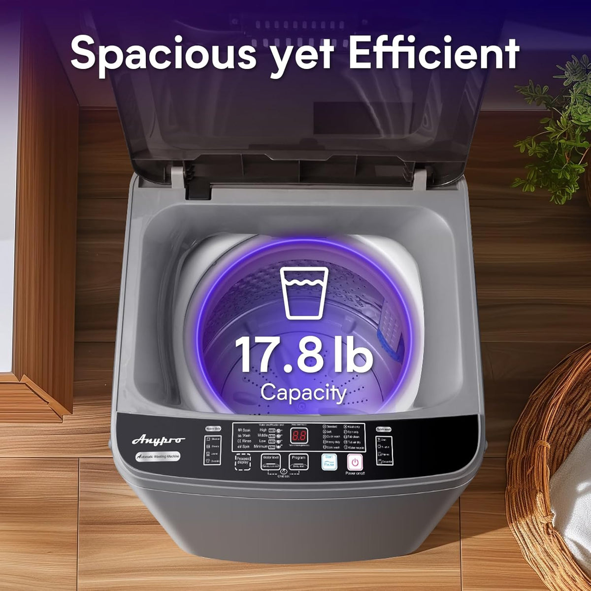 Portable Washing Machines 17.8LBS Full Automatic Clothes Washer and Spinner Combo with 10 Programs