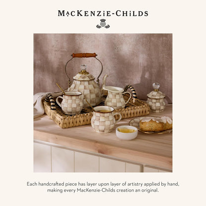 MACKENZIE-CHILDS Enamel Herb Pots, Small Plant Pots for Herbs or Flowers, Set of 3, Brown-and-White
