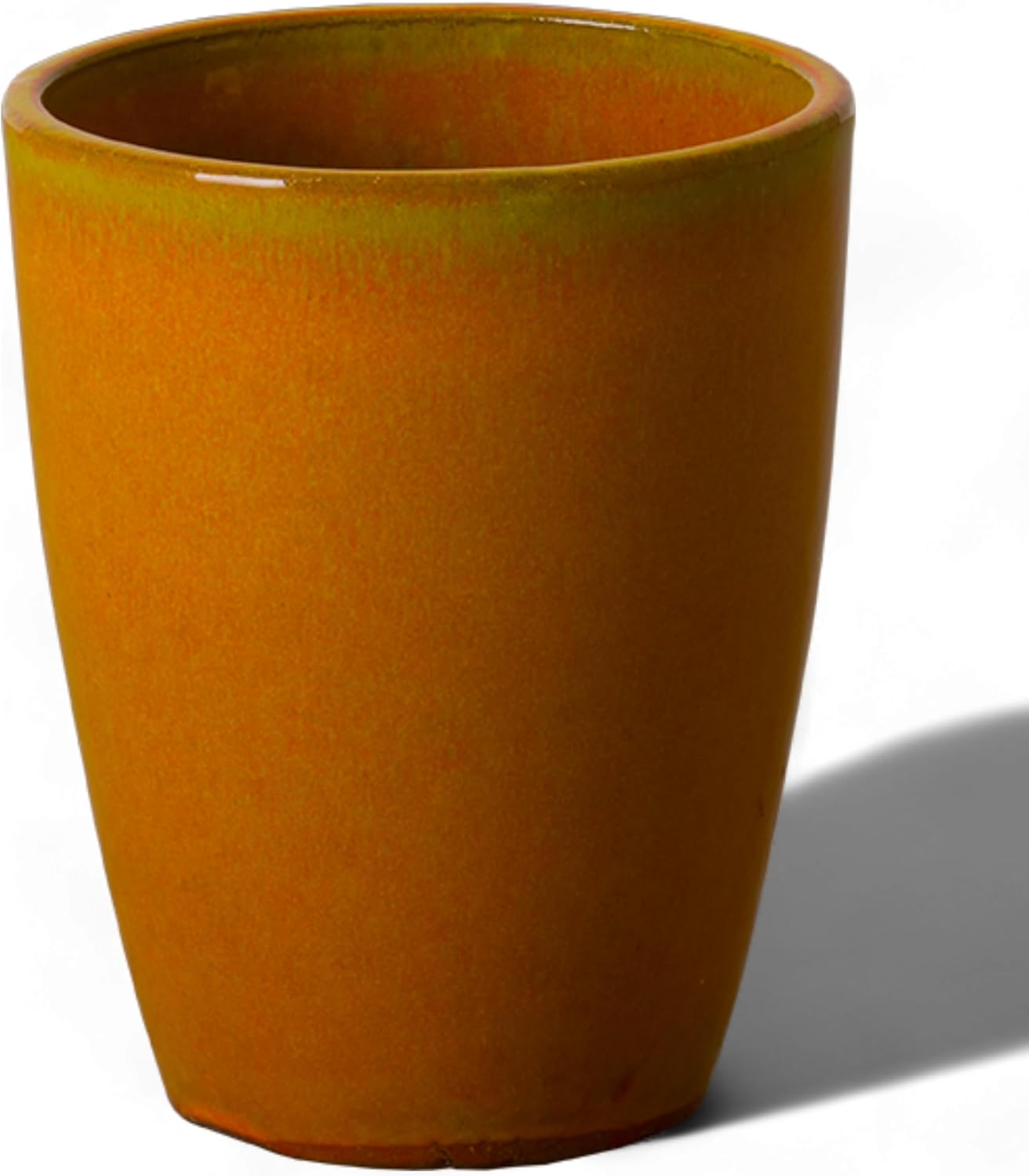 Emissary Bullet 9.5 in. Bright Orange Ceramic Round Planter (9.5 in. L x 9.5 in. W x 12 in. H) with
