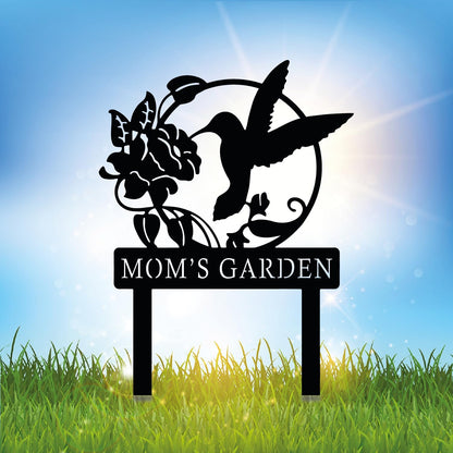 Personalized Metal Sign with Stake, Custom Hummingbird Garden Sign for Outdoor, Patio, Farmhouse