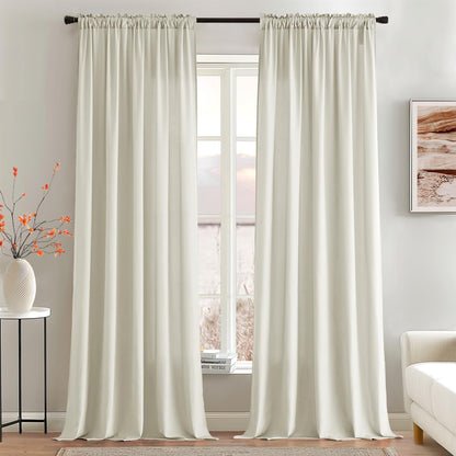MIULEE Ivory Privacy Sheer Curtains That Let Light in 96 Inches Long Non-See-Through Semi Sheer