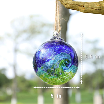 VCUTEKA Hanging Garden Gazing Ball, Hand-Blown Glass Witch Ball for Outdoor Garden Décor, 6"
